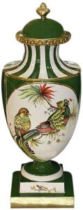 Ваза с крышкой "Птицы" зеленая