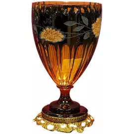 Ваза янтарно-синяя с цветочным орнаментом