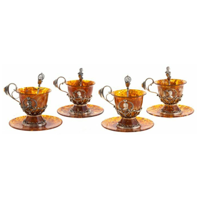 Amber tea set "Great Rulers" for 4 persons
