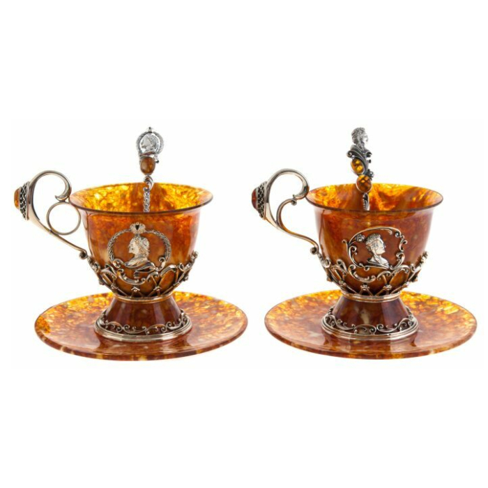 Amber tea set "Great Rulers" for 2 persons