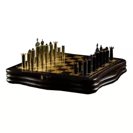 Tinted ash chess "Steampunk" brass pieces