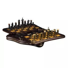 Tinted ash chess "Steampunk" brass pieces