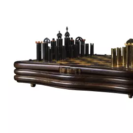 Tinted ash chess "Steampunk" brass pieces