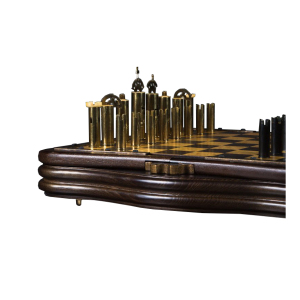 Tinted ash chess "Steampunk" brass pieces