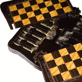 Tinted ash chess "Steampunk" brass pieces