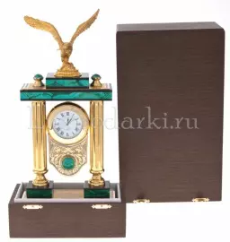 Часы каминные из малахита "Орел" Златоуст