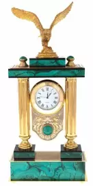 Часы каминные из малахита "Орел" Златоуст