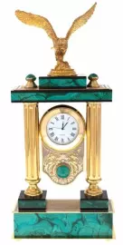 Часы каминные из малахита "Орел" Златоуст