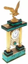 Часы каминные из малахита "Орел" Златоуст