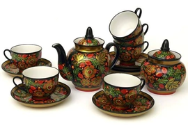 Tea set "Berries" for 6 persons (Khokhloma)