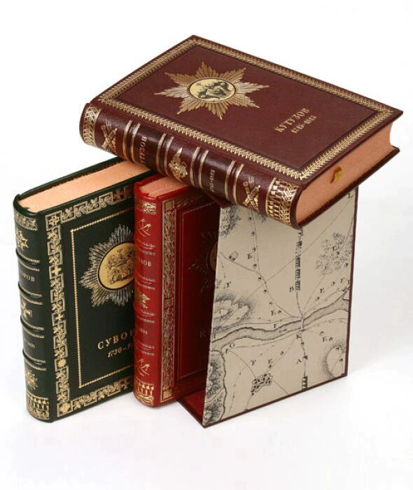 Leather-bound books "Great Russian generals. Suvorov. Kutuzov. Ermolov" in 3 volumes 