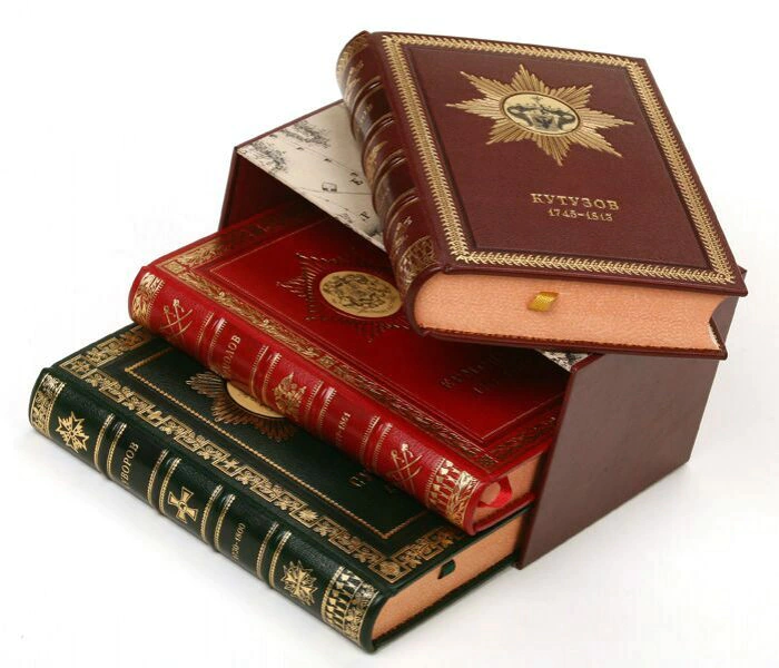 Leather-bound books "Great Russian generals. Suvorov. Kutuzov. Ermolov" in 3 volumes 