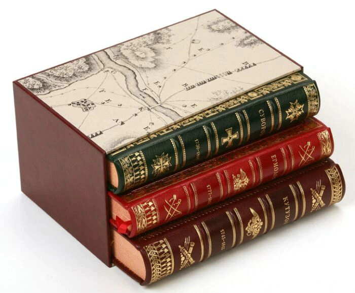 Leather-bound books "Great Russian generals. Suvorov. Kutuzov. Ermolov" in 3 volumes 