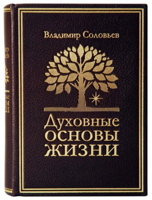 The leather-bound book "The spiritual foundations of life" by V. Solovyov