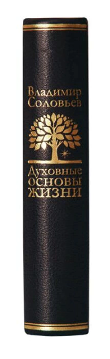 The leather-bound book "The spiritual foundations of life" by V. Solovyov