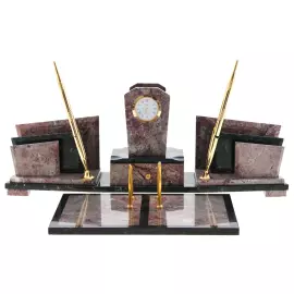 Настольный набор руководителя из креноида "Секрет" с часами