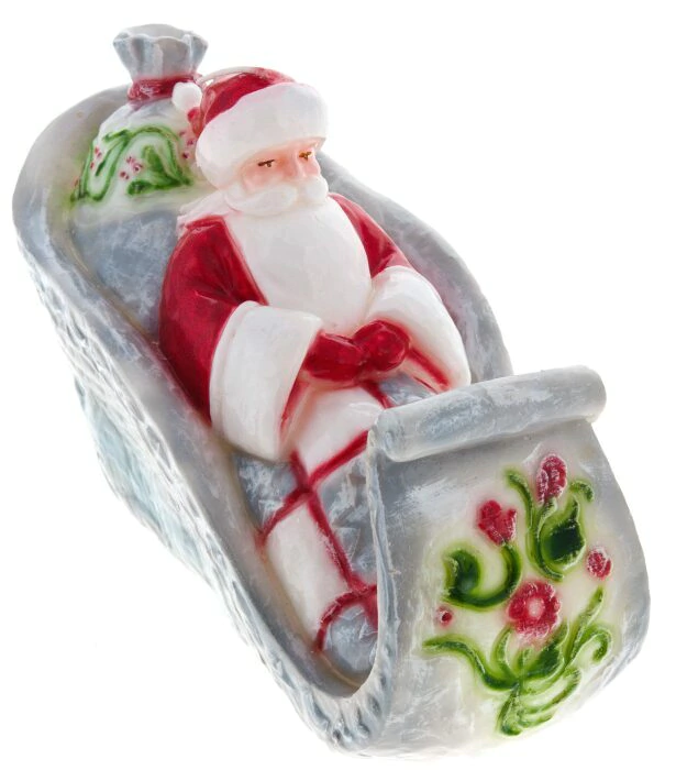 Candle "Santa Claus on a blue sleigh"