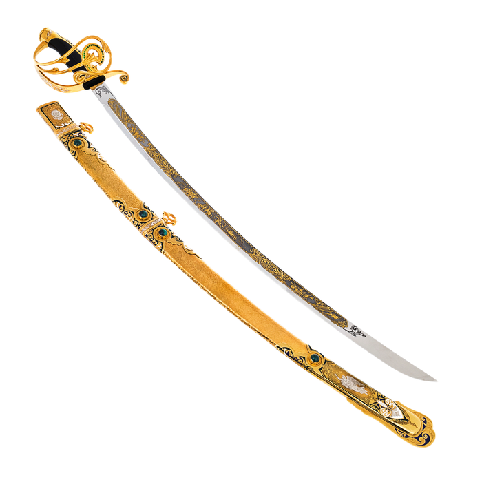 Saber "Winner" with malachite and enamels, Zlatoust