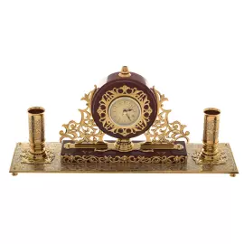 Каминные часы из яшмы "Венеция" Златоуст