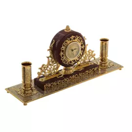 Каминные часы из яшмы "Венеция" Златоуст