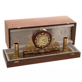 Каминные часы из яшмы "Венеция" Златоуст