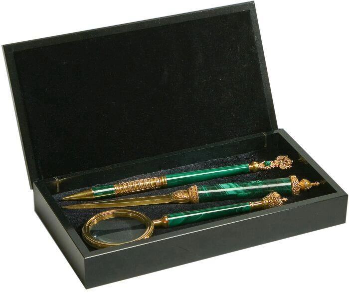 A writing set in a case