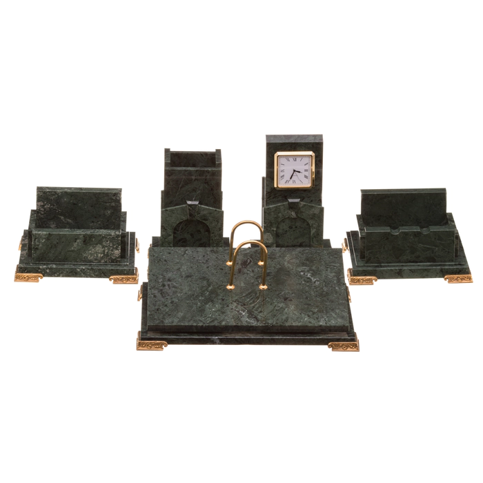 Head's desk set with clock "Arka" (Italian marble)