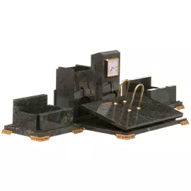 Настольный набор руководителя с часами "Арка" (итальянский мрамор)