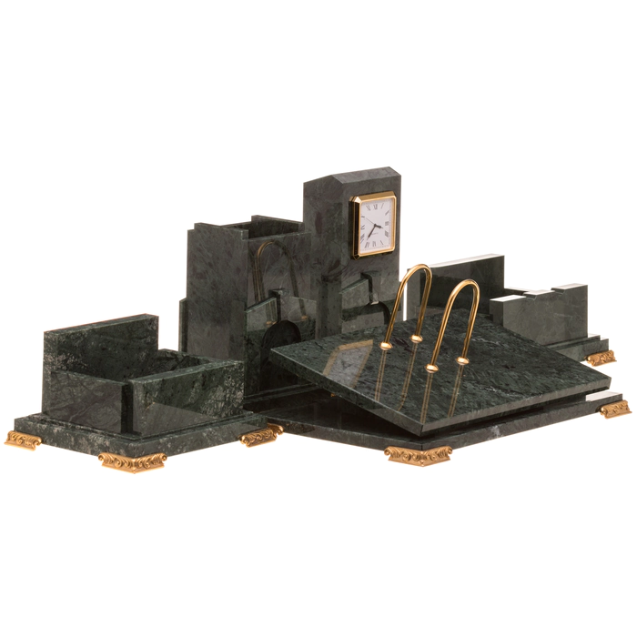 Head's desk set with clock "Arka" (Italian marble)