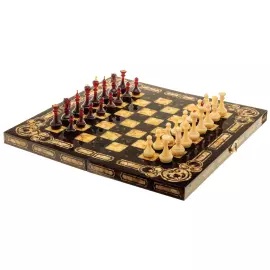 Шахматы из мореного дуба и янтаря "Арабески-Марин"