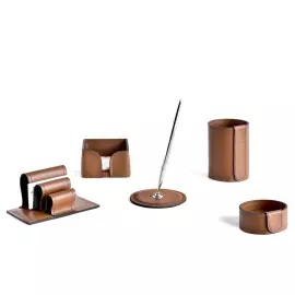 Настольный набор "Business Cuoietto" табак, 5  предметов