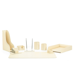 Table set "Business Cuoietto" ivory, 9 pieces