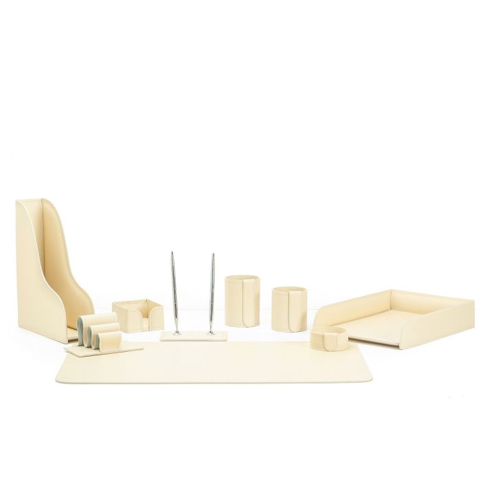 Table set "Business Cuoietto" ivory, 9 pieces