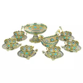 Чайный набор "Солнце в зените" с витражными эмалями, на 6 персон