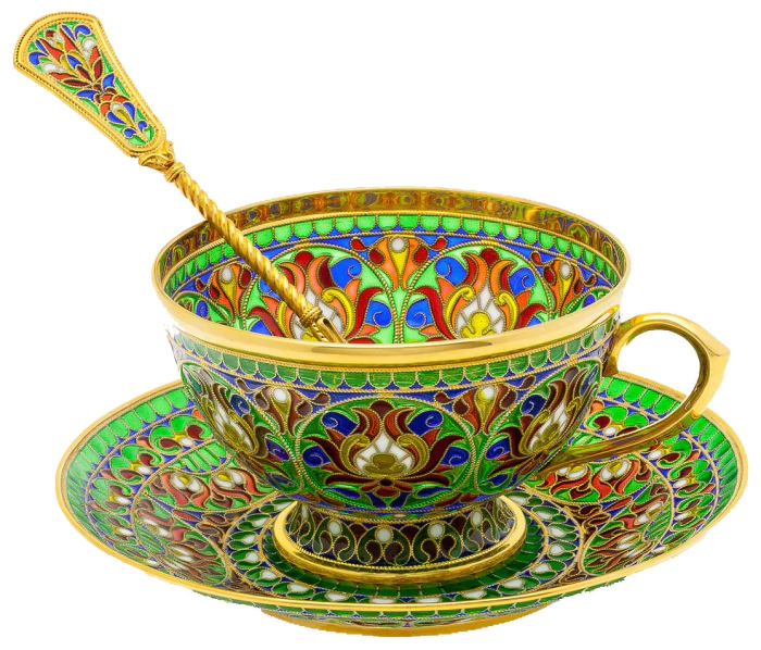 Tea pair "Summer time" with stained glass enamels