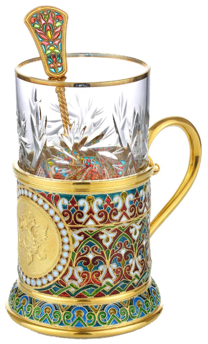 Cup holder with stained glass enamels "Coat of Arms" red