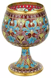 Cognac glass "Red Sun" with stained glass enamels