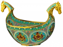 Bratina "Island in the ocean" with stained glass enamels