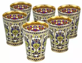 Набор рюмок "Синие цветы" с витражными эмалями