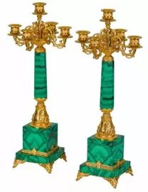 Набор подсвечников на 5 свечей "Малахитовый" пара