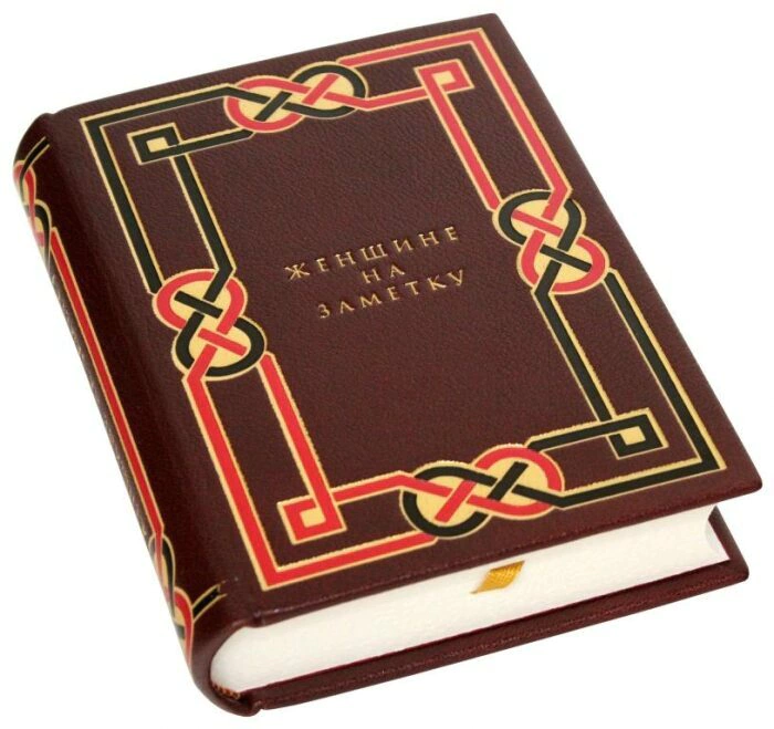 A leather-bound book "For a woman to take note of"