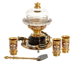 Икорница с 3 стопками "Дары Нептуна" яшма, Златоуст