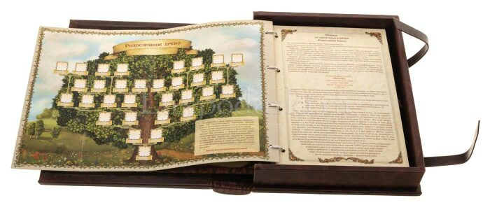 Подарочный альбом в кожаном переплете "Родословная книга" в коробе