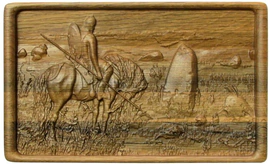 Domino in a carved oak casket "Knight at the crossroads" (stained oak)