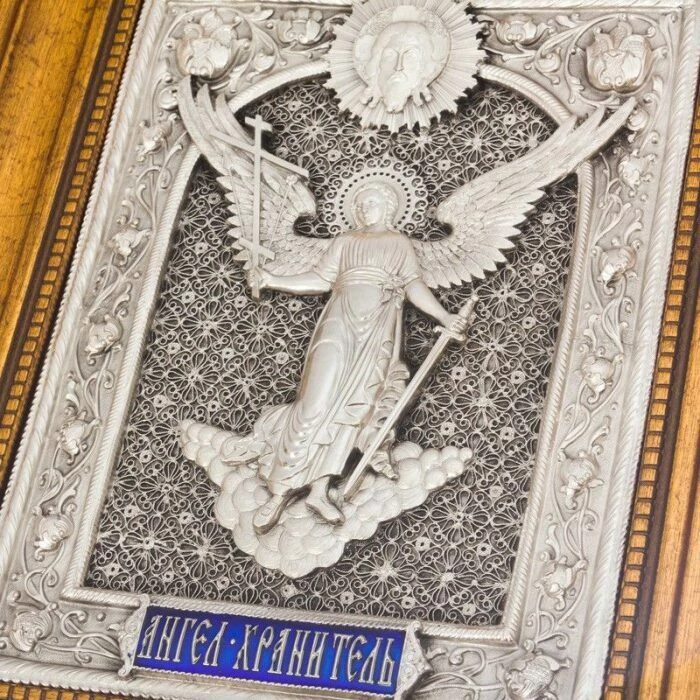 Икона "Ангел Хранитель" серебро, средняя