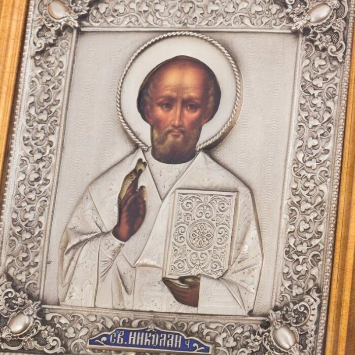 Icon "Nicholas the Wonderworker" silvering