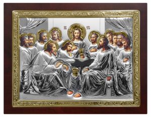 Icon with silver "The Last Supper" brown