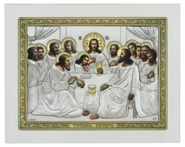 Икона с серебром "Тайная вечерия" белый цвет