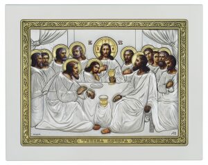 Icon with silver "The Last Supper" white color