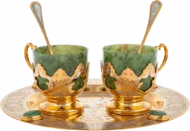 Чайный набор из нефрита "Дуэт" на 2 персоны, Златоуст